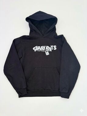 Stray Rats "Lock & Chain" Logo Hoodie - Black - Size Medium - Made in USA